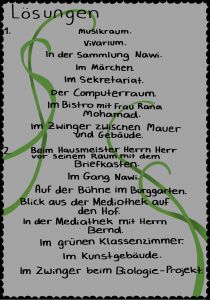 Dieses Bild zeigt die Auflösung der Rätselaufgaben der Klasse E12f.
