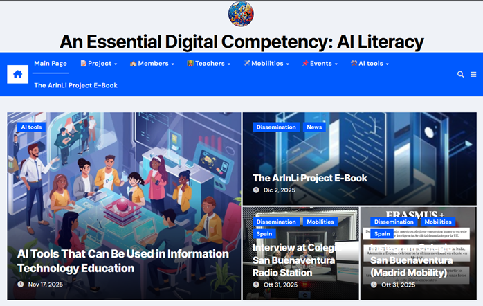 Auf dieser Homepage sind die Ergebnisse des KI-Projekts von ERASMUS+ einzusehen.