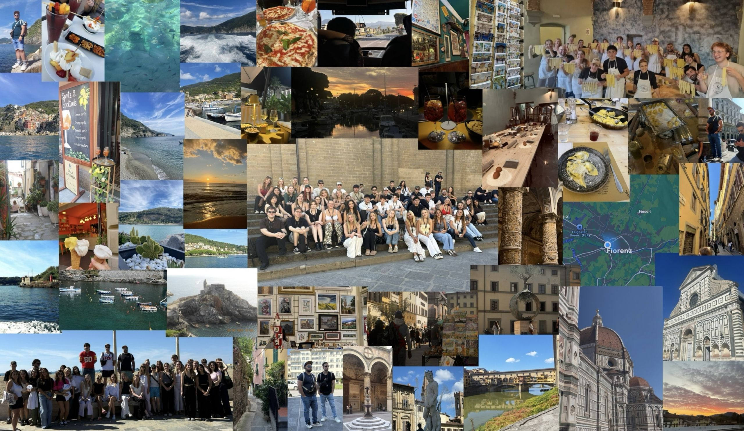 Diese Collage zeigt Eindrücke von der Toskanafahrt inkl. einen Kochkurs.