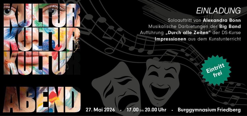 Dieses Bild zeigt den Veranstaltungsflyer für den Kulturabend des Burggymnasiums.
